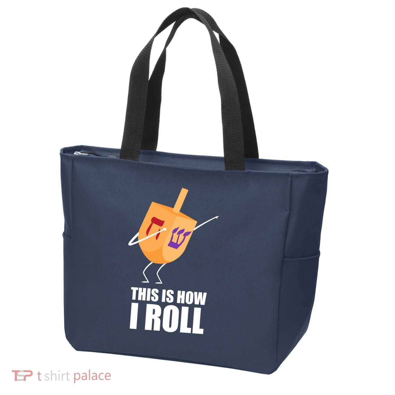 This is How I Roll Dreidel Dabbing Chanukah Zip Tote Bag