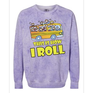 This is How I Roll School Bus Colorblast Crewneck Sweatshirt