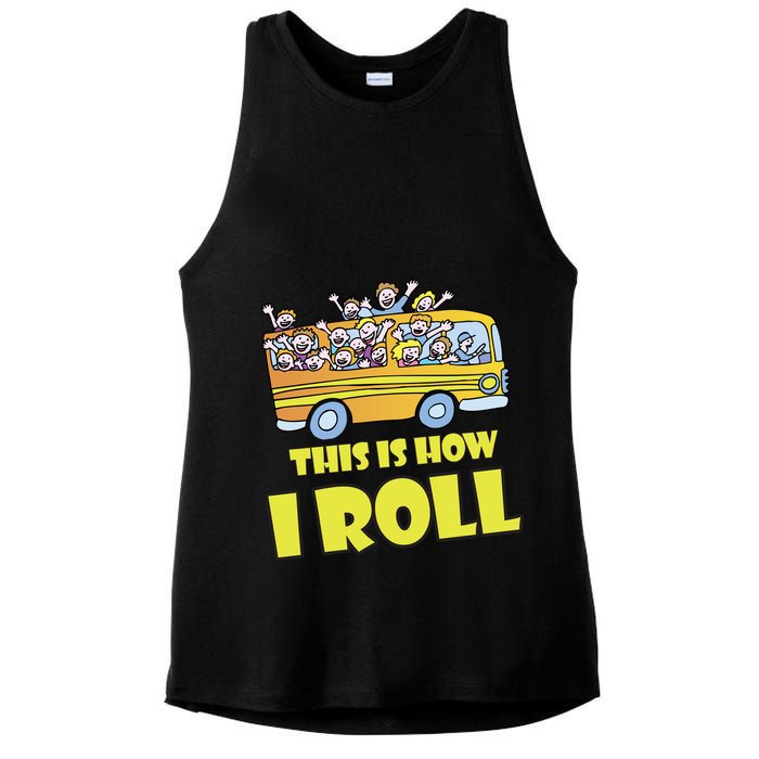 This is How I Roll School Bus Ladies PosiCharge Tri-Blend Wicking Tank