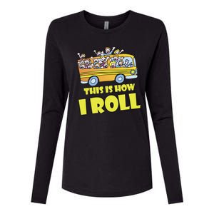 This is How I Roll School Bus Womens Cotton Relaxed Long Sleeve T-Shirt