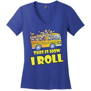 This is How I Roll School Bus Women's V-Neck T-Shirt