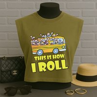 This is How I Roll School Bus Garment-Dyed Women's Muscle Tee