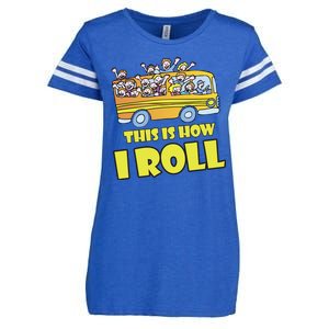 This is How I Roll School Bus Enza Ladies Jersey Football T-Shirt