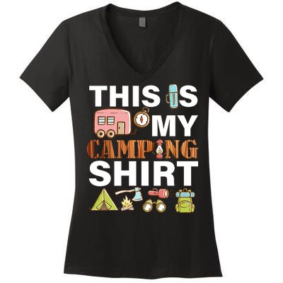 This Is My Camping Funny Women's V-Neck T-Shirt