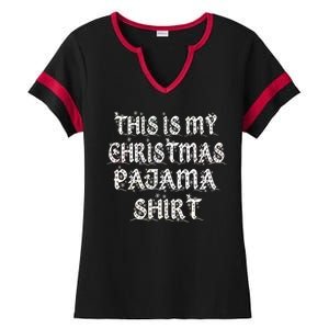 This is my Christmas Pajama Shirt Snow Letters Ladies Halftime Notch Neck Tee