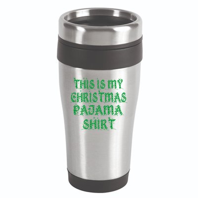 This is my Christmas Pajama Shirt Snow Letters 16oz Travel Tumbler