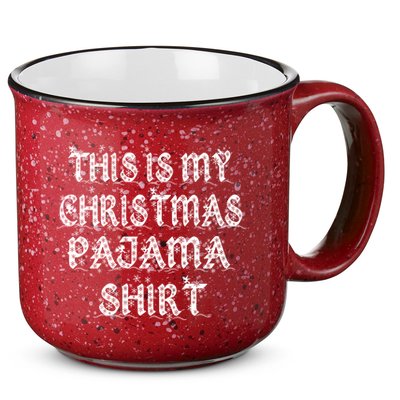 This is my Christmas Pajama Shirt Snow Letters 15oz Campfire Ceramic Mug