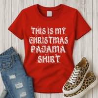 This is my Christmas Pajama Shirt Snow Letters Womens T-Shirt