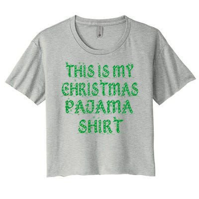 This is my Christmas Pajama Shirt Snow Letters Women's Crop Top Tee