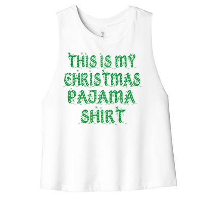 This is my Christmas Pajama Shirt Snow Letters Women's Racerback Cropped Tank