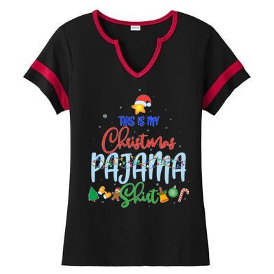 This is My Christmas PJ Shirt Ladies Halftime Notch Neck Tee