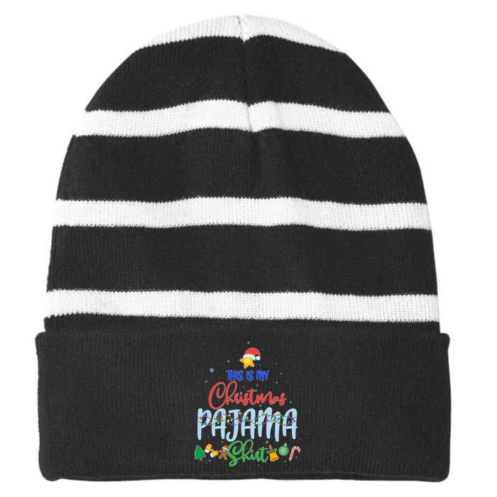 This is My Christmas PJ Shirt Striped Beanie with Solid Band