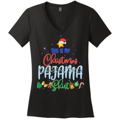 This is My Christmas PJ Shirt Women's V-Neck T-Shirt