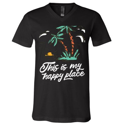 This Is My Happy Place Summer Life V-Neck T-Shirt