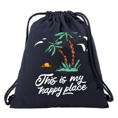 This Is My Happy Place Summer Life Drawstring Bag