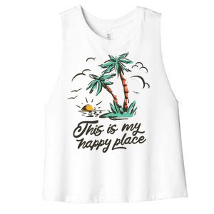 This Is My Happy Place Summer Life Women's Racerback Cropped Tank