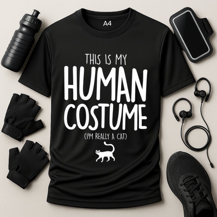 This Is My Human Costume I'm Really a Cat Cooling Performance Crew T-Shirt
