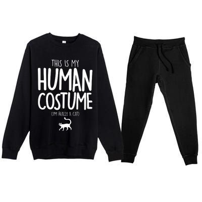 This Is My Human Costume I'm Really a Cat Premium Crewneck Sweatsuit Set