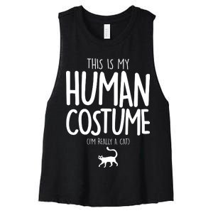 This Is My Human Costume I'm Really a Cat Women's Racerback Cropped Tank