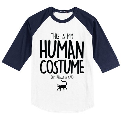 This Is My Human Costume I'm Really a Cat Baseball Sleeve Shirt