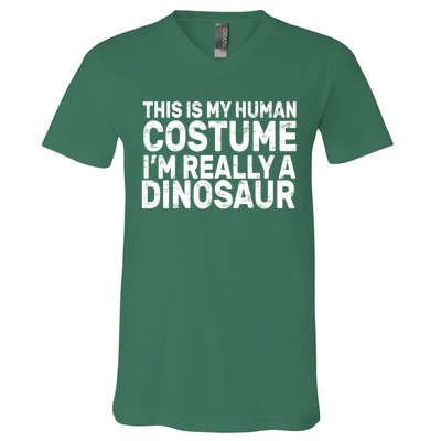 This Is My Human Costume I'm Really a Dinosaur V-Neck T-Shirt