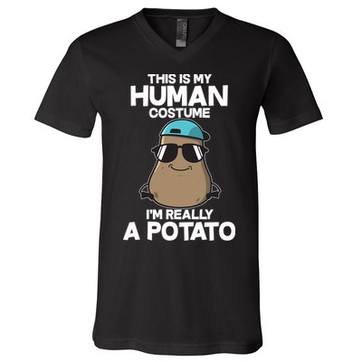 This Is My Human Costume I'm Really A Potato V-Neck T-Shirt