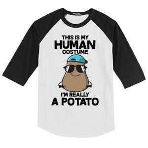 This Is My Human Costume I'm Really A Potato Kids Colorblock Raglan Jersey