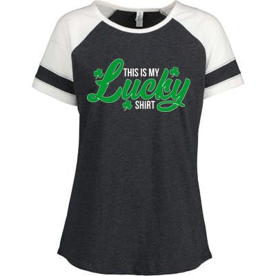 This is my Lucky Shirt St. Patrick's Day Enza Ladies Jersey Colorblock Tee