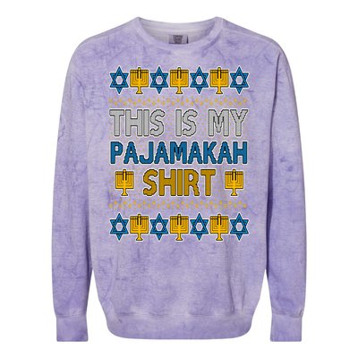 This Is My Pajamakah Shirt Ugly Hanukkah Sweater Colorblast Crewneck Sweatshirt