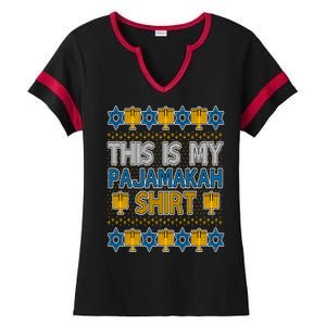 This Is My Pajamakah Shirt Ugly Hanukkah Sweater Ladies Halftime Notch Neck Tee