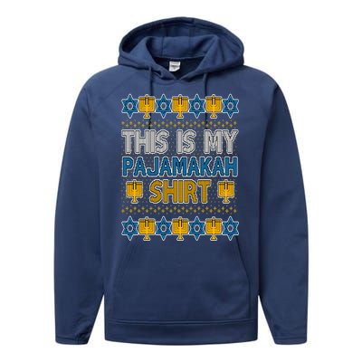 This Is My Pajamakah Shirt Ugly Hanukkah Sweater Performance Fleece Hoodie