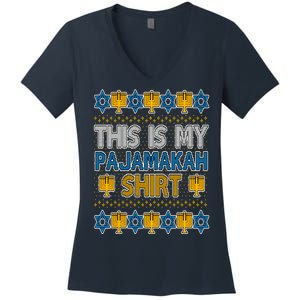 This Is My Pajamakah Shirt Ugly Hanukkah Sweater Women's V-Neck T-Shirt