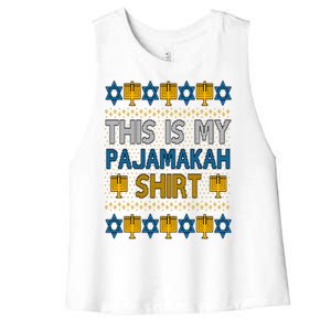 This Is My Pajamakah Shirt Ugly Hanukkah Sweater Women's Racerback Cropped Tank