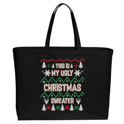 This Is My Ugly Christmas Sweater Cotton Canvas Jumbo Tote