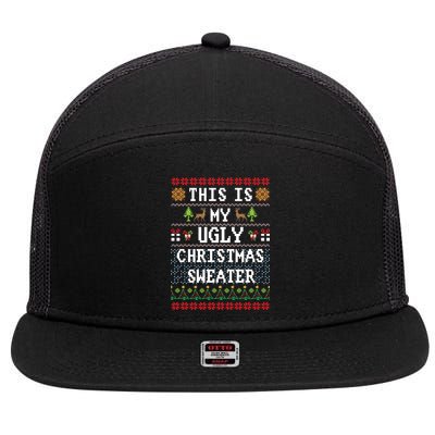 This Is My Ugly Christmas Sweater Party Funny 7 Panel Mesh Trucker Snapback Hat