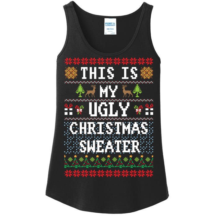 This Is My Ugly Christmas Sweater Party Funny Ladies Essential Tank