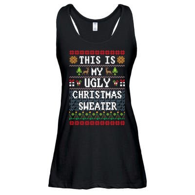 This Is My Ugly Christmas Sweater Party Funny Ladies Essential Flowy Tank