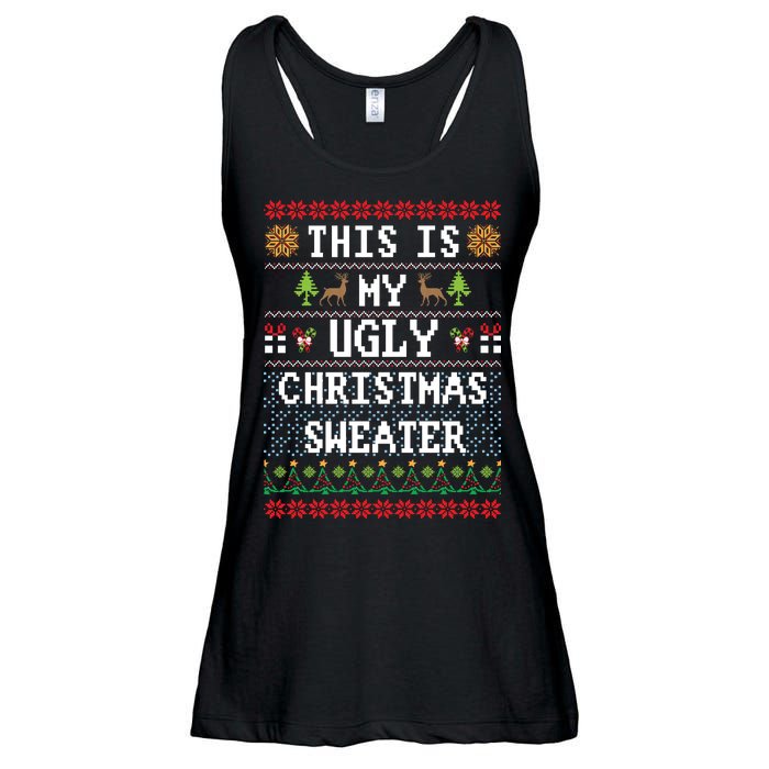 This Is My Ugly Christmas Sweater Party Funny Ladies Essential Flowy Tank