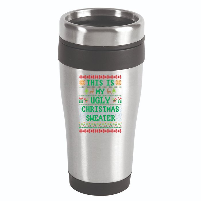 This Is My Ugly Christmas Sweater Party Funny 16oz Travel Tumbler
