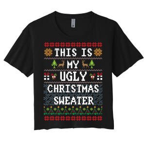 This Is My Ugly Christmas Sweater Party Funny Women's Crop Top Tee