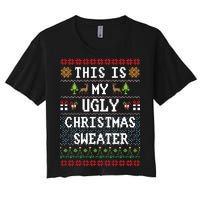 This Is My Ugly Christmas Sweater Party Funny Women's Crop Top Tee