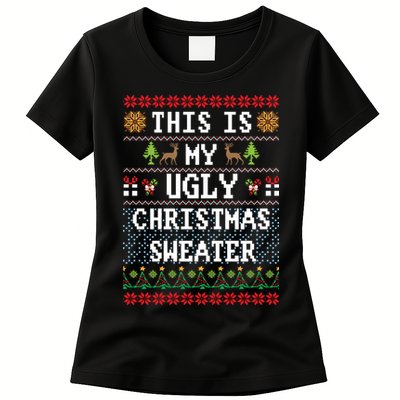 This Is My Ugly Christmas Sweater Party Funny Womens T-Shirt