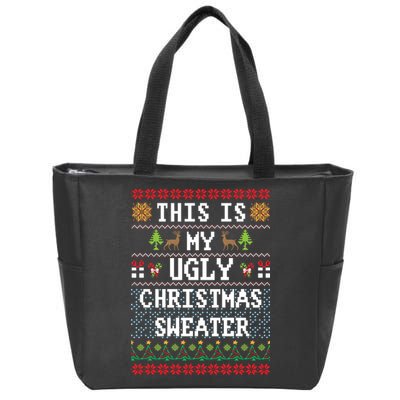 This Is My Ugly Christmas Sweater Party Funny Zip Tote Bag