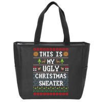 This Is My Ugly Christmas Sweater Party Funny Zip Tote Bag