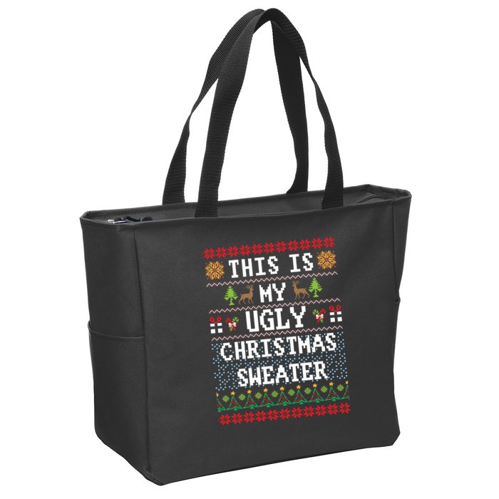 This Is My Ugly Christmas Sweater Party Funny Zip Tote Bag