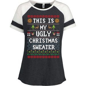 This Is My Ugly Christmas Sweater Party Funny Enza Ladies Jersey Colorblock Tee