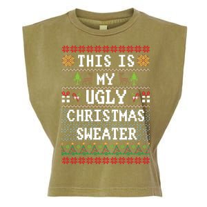 This Is My Ugly Christmas Sweater Party Funny Garment-Dyed Women's Muscle Tee