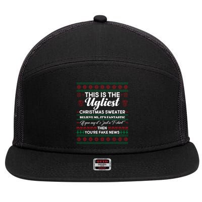 This Is The Ugliest Christmas Sweater Trump 7 Panel Mesh Trucker Snapback Hat