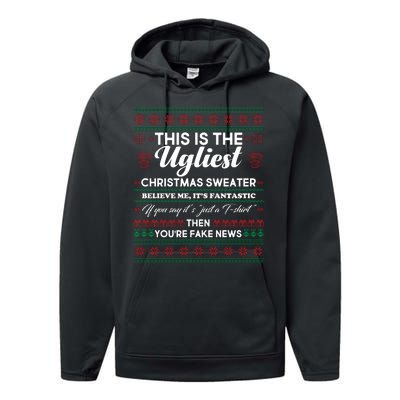 This Is The Ugliest Christmas Sweater Trump Performance Fleece Hoodie