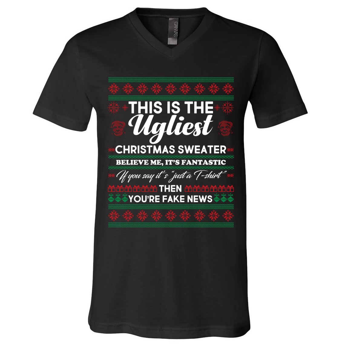 This Is The Ugliest Christmas Sweater Trump V-Neck T-Shirt